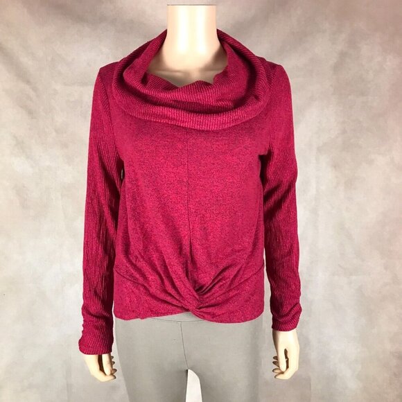 BCX Twist Front Soft Red Cowl Neck Sweater Juniors NEW Size Large - Picture 2 of 8